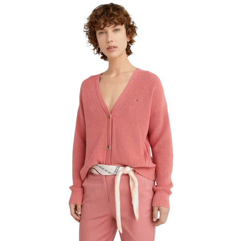 Cardigan Donna con scollo a V Rosa TOMMY HILFIGER- Francavilla Moda